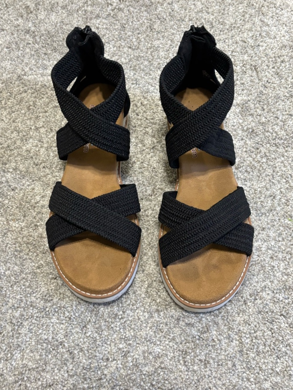 BOBS from Skechers Black Crisscross Strap Sandals